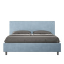 Letto Matrimoniale Giroletto con Alzata Comoda Imbottito in Microfibra Adele Azzurro Varie Misure