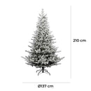 Albero di Natale Artificiale Floccato Effetto Realistico Innevato 210 cm 1000 Rami Montaggio a Ombrello Effetto Neve