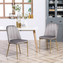 Set 2 Sedie Imbottite 48x59x89 cm in Velluto e Acciaio Grigio e Oro