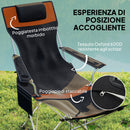 Set 2 Sedie da Campeggio 82x50-100x88 cm Pieghevoli con Poggiapiedi e Portabicchieri in Tessuto Oxford Nero e Arancione      