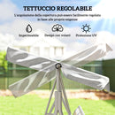 Dondolo da Giardino 3 Posti 171x108x154 cm con Tetto Parasole Rimovibile Grigio Chiaro      