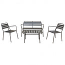 Set Salotto da Giardino Divano 2 Poltrone e Tavolino in Acciaio Taupe