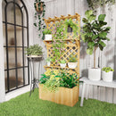 Fioriera Rettangolare con Traliccio per Piante Rampicanti 76x33x177 cm Fori di Drenaggio e 2 Mensole in Legno di Abete  