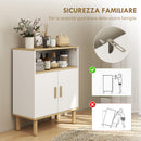 Mobile Bagno Autoportante Canettato 60x29,5x76,5 cm con Ripiano Regolabile Bianco e Legno di Pino Naturale      