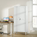 Armadio per Ufficio 80x40x175 cm a 3 Ripiani Regolabili con Serratura e 2 Chiavi in Acciaio Bianco      