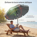 Ombrellone da Spiaggia Inclinabile Ø150x185 cm con Borsa per Trasporto in Poliestere e PA Grigio Scuro      