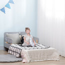 Struttura Letto Singolo per Bambini 143x76x49 cm con Motivi a Stelle e Luna in Pannelli di MDF e Truciolato Grigio