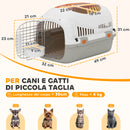 Trasportino per Gatti e Cani Piccoli Max 4 kg 49x32x31 cm con Finestra Superiore in Plastica Grigio      