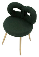 Sedia Mini Ilary Verde Ø40x67 cm in MDF e Spugna e Ferro e Poliestere Verde e Oro      