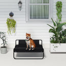Lettino Brandina per Cani Medi e Grandi 106x81x33 cm Rialzato con Poggiatesta da Esterno in Tessuto a Rete Nero      