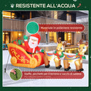 Babbo Natale Gonfiabile con Slitta e Renne da 2,4m con 6 Luci LED e Gonfiatore per Esterni e Interni      