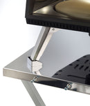 Tavolo Pieghevole Ompagrill con Piano di Lavoro in Acciaio Inox 70x78x90 cm Ganci Porta Utensili per Barbecue e Ripiano Inferiore      