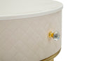 Comodino Toeletta con Puff Vellit Crema Ø52x70 cm - Ø36x39 cm in Pino e MDF e Metallo      