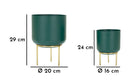 Porta Vasi Grent Set 2 Pz Ø20x29 cm - Ø16x24 cm in Ferro Verde e Oro      