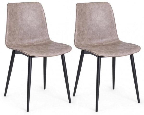 online Set 2 Sedie 44x50x80 cm in Similpelle Nero e Beige