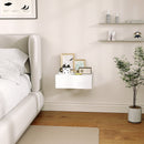 Comodino Sospeso Moderno 40x30x15 cm con Cassetto in Legno Bianco   