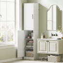 Mobile da Bagno a Colonna 40x35x180 cm con 2 Armadietti in Legno Bianco  