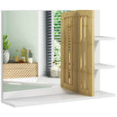 Specchio da Bagno 45x15x58,5cm con Ripiani e Mensole in MDF Bianco  