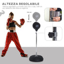 Punching Ball Sacco Boxe da Terra Altezza Regolabile 126-144 cm con Guantoni Nero
