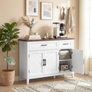 Credenza da Cucina 110x35x80,5 cm con 3 Ante a Fienili 2 Cassetti e 2 Ripiani Regolabili in Legno Bianco      