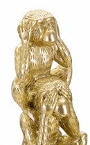 Decorazione Scimmie Tower Ø10,5x30 in Resina Oro          