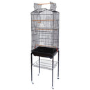 Gabbia Voliera per Uccelli Nera per Pappagalli con Tetto Apribile 46x35x148 cm