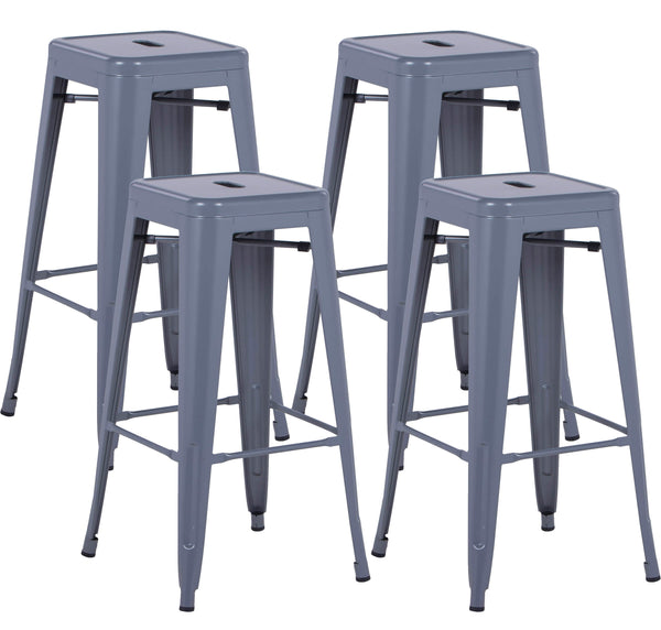 Set 4 Sgabelli da Bar Alto in Metallo Victoria Grigio Antracite acquista