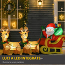 Babbo Natale Gonfiabile Luminoso 240x57x112 cm con Slitta e Renne Rosso