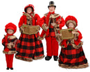 Set 4 Pupazzi Famiglia Natalizia 40x72x24 cm in Tessuto Rossi