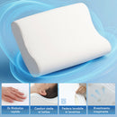 Cuscino Cervicale Memory Foam a Doppia Altezza 60x40x10-12 cm con Copertura Rimovibile e Lavabile Bianco Crema  