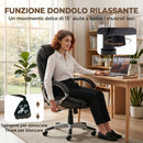 Sedia da Ufficio Ergonomica Girevole 66x72x112-122 cm con Dondolo in Pelle PU Nero      