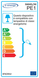 Plafoniera 1xE27 Ganci Cromo Vetro Lastra Bianco Sabbiato E-Energy Daniel