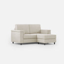 Divano 2 Posti con Pouf 168x145x85 cm Marrak in Tessuto Latte