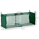 Gabbia Trappola per Animali Vivi Piccoli con Doppia Porta e Maniglia 80x25x30cm Verde Scuro
