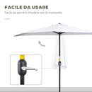 Ombrellone da Giardino a Mezzaluna 260x135x230H cm Bianco  