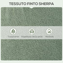 Poltrona Moderna con Schienale Alto 73x68x111 cm in Tessuto Effetto Sherpa Verde e Oro 