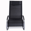 Sedia a Dondolo da Giardino Impermeabile in Alluminio Nero 120x61x88 cm 