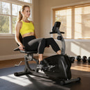 Cyclette da Casa Recumbent con 8 Livelli di Resistenza Magnetica Misurazione Pulsazioni Sellino Regolabile Nero      