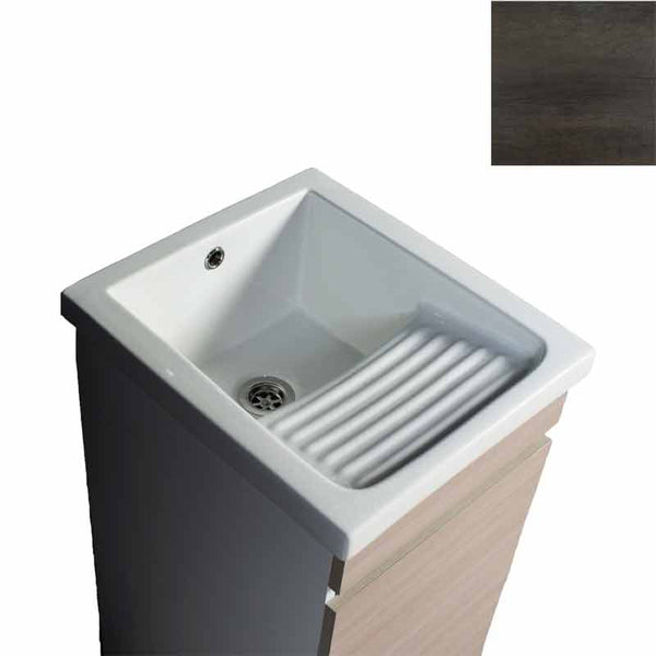 Mobile Lavatoio in Ceramica 1 Anta e Strofinatoio Integrato 45x50x86A cm Olmo Scuro sconto