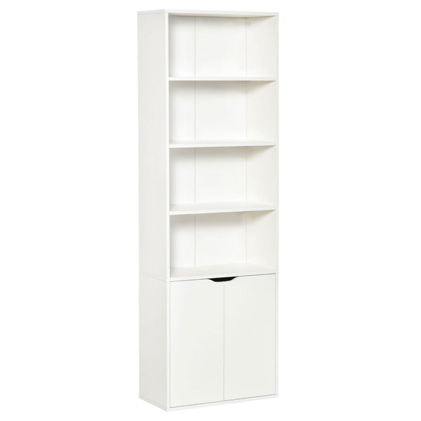 prezzo Libreria Moderna 4 Ripiani 59x29x180 cm con Armadietto a 2 Ante in Legno Bianco