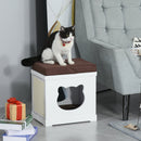 Cuccia per Gatti 41x30x36 cm in Legno con Tiragraffi Bianca