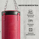 Supporto per Sacco Boxe Regolabile 175x91x185-231 cm con Base Triangolare e Sacco da Boxe in Acciaio e Tela Rosso      