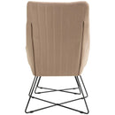 Poltrona con Poggiapiedi in Acciaio e Tessuto Lino   Beige