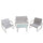 Set Salotto da Giardino 4 Posti Tavolino con Top in Vetro Bianco Saint Martin