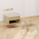 Set di 2 Comodini Sospesi Moderni 37x32x21 cm con Cassetto e Vano Aperto in Melamina Legno Naturale      