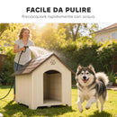 Cuccia per Cani Rialzata 102x94x103 cm con Tetto Inclinato e Prese d'Aria in PP Beige e Marrone Scuro      