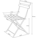 Set 3 Pezzi Giardino Tavolo 2 Sedie Bistrot Pieghevole Modello Parigi Verde Acqua      