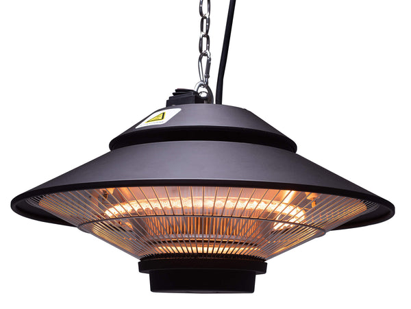 acquista Stufa Elettrica ad Infrarossi Ø42,5 cm a Sospensione da Soffitto 1500W con Telecomando Nera