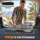 Set 2 Sedie da Campeggio 88x57x97 cm con Schienale Alto in Metallo e Tessuto Oxford Grigio      