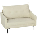 Divano 2 Posti Design Moderno 124x73x92 cm Schienale Trapuntato a Bottoni e Rivestimento in Velluto Crema   